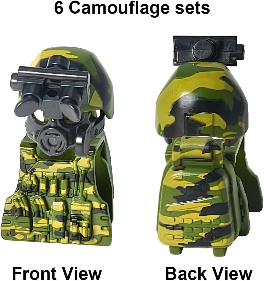 390+ Pcs Military Weapon Pack Building Blocks Toys Army Weapon Set Soldier Gear Set SWAT Accessories Kits, Camouflage Helmet Tactical Vest Shields Gatling, Compatible with Major Minifigure