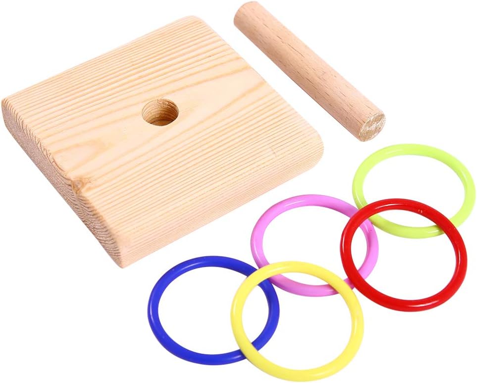 QBLEEV Bird Training Ring Toy, Parrot Trick Tabletop Toys, Educational Stacking Color Rings, Cage Toys