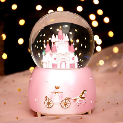Snow Globes, Girls Castle Music Snowglobes with LED Lights, Automatic Snowfall Effect, Birthday Christmas for 5-16 Year Old Girls, Kids Room Decor (Pink)