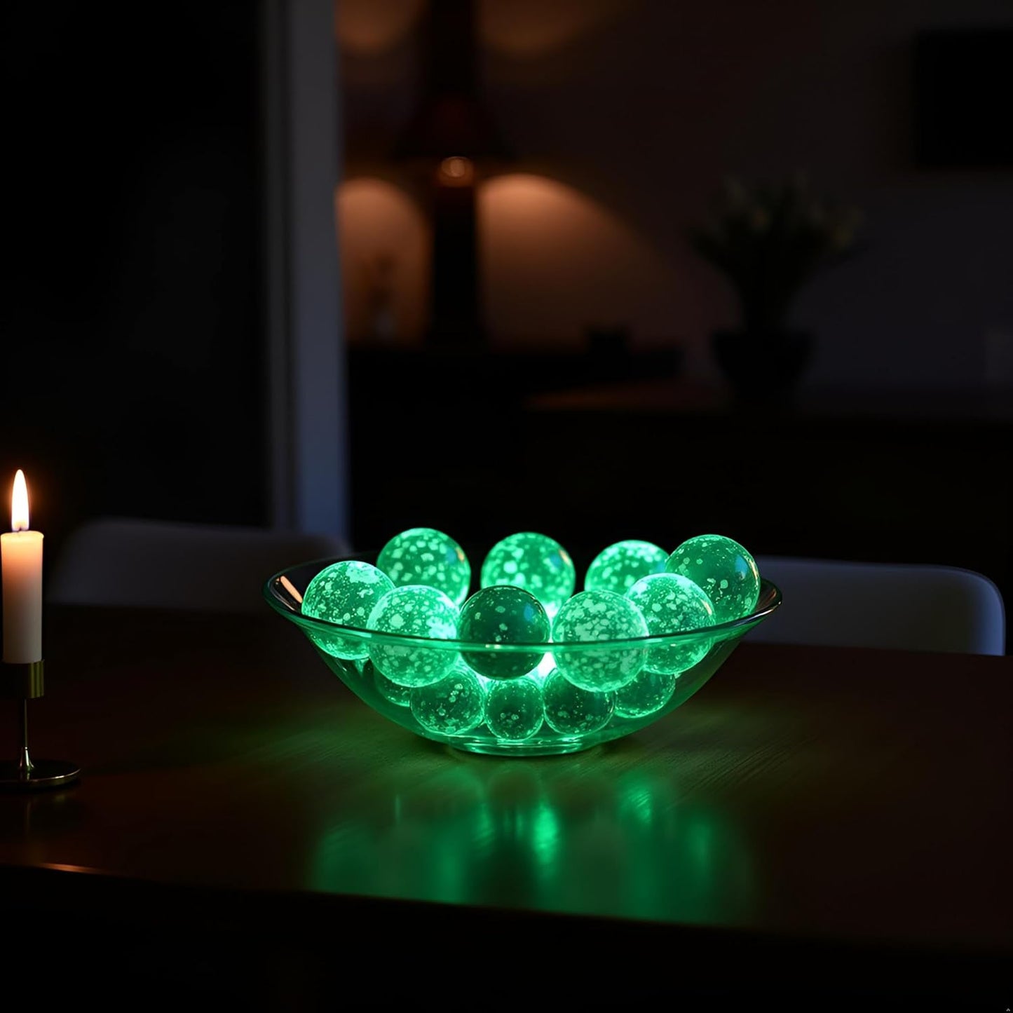 10Pcs Glass Marbles Glow in The Dark Multi-Color Luminous Marbles Marble Games and DIY Home Decoration Marble Runs Learning and Education (0.47 inch) (Green)