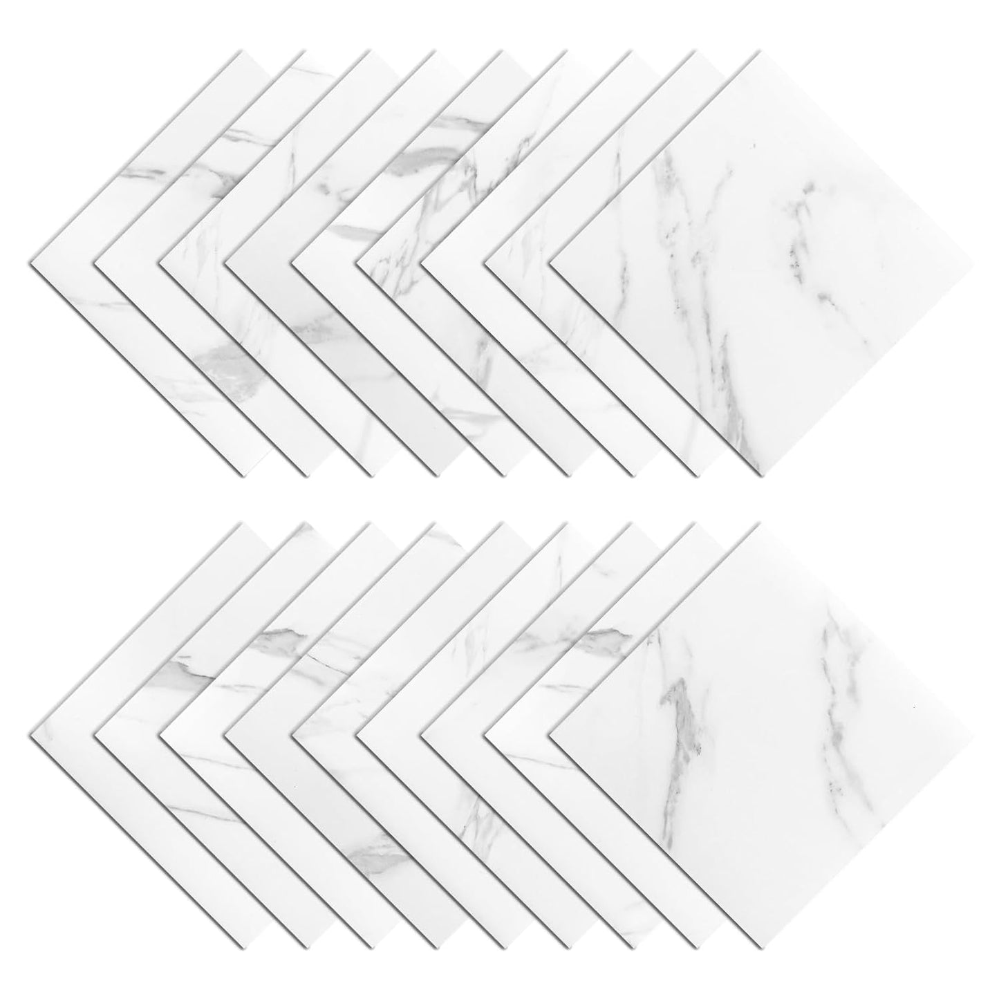 Wallercity White Marble Peel and Stick Vinyl Floor Tiles 6-Pack 12x12 Inches Self Adhesive Waterproof Flooring Planks for Bathroom Kitchen Bedrooms Stick on Floor Tiles Laminate Sheets Vinyl Flooring