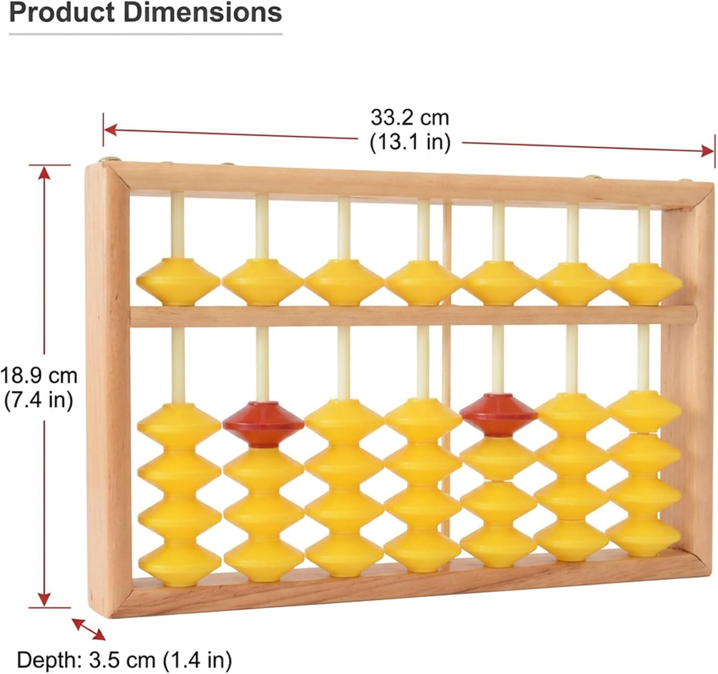 Wooden Abacus for Kids Math, 7 Rods Classroom Abaco with Non-Slip Beads & Hanging Rope, Teacher's Large Abacus for Elementary School