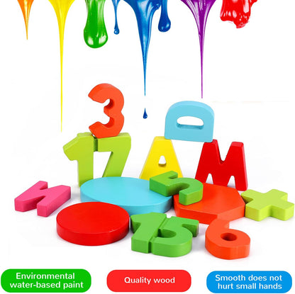 Wooden Puzzles for Toddlers, Kesletney Wooden Alphabet Number Shape Learning Puzzles for Kids, Preschool Educational Toys Gift for Boys Girls Ages 3 4 5 6 Years Old