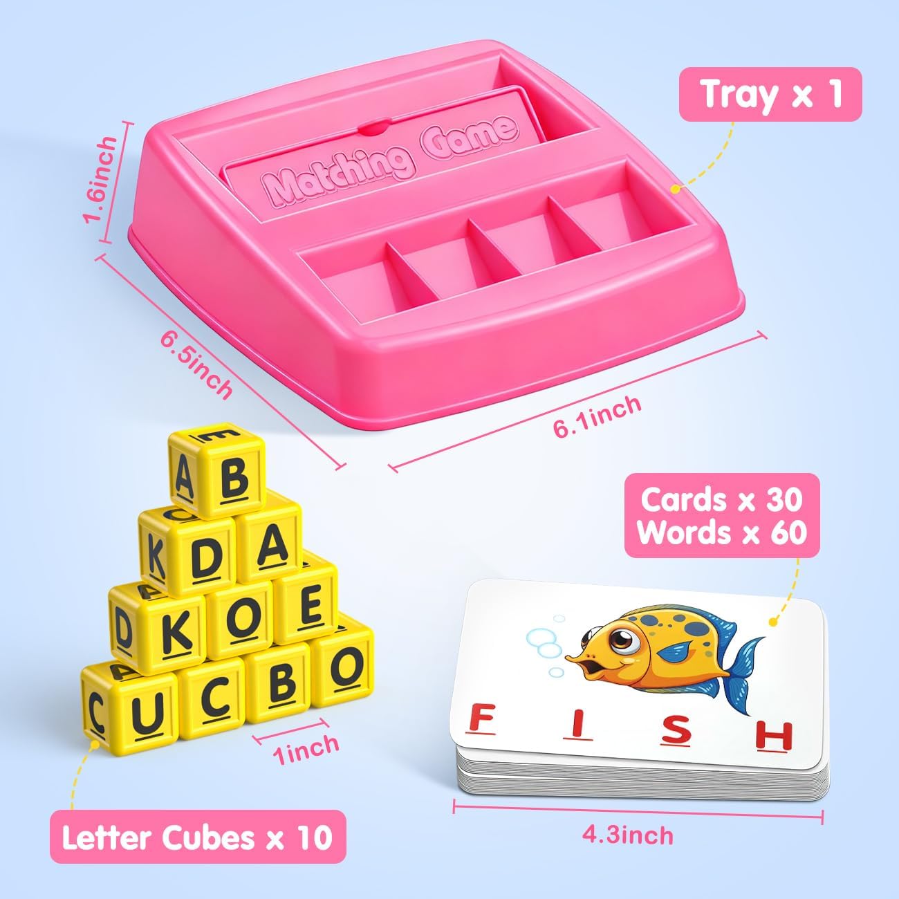 Matching Letter Game for 3 4 5 Year Old Girls Gifts, ABC Learning Toys for Kids Age 3-5, Educational Spelling Games Toys for Toddler Age 4-8, Preschool Birthday Gifts for 2 3 4 5 Year Old Boys Girls