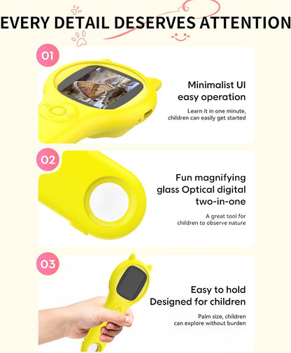 Microscope for Kids - Electronic Handheld Magnifying Glass for Children-STEM Outdoor Science Kit for Summer Travel & Camping Toy,Birthday Gifts Toys for 5-8 9-12 Year Old Girls（Purple）