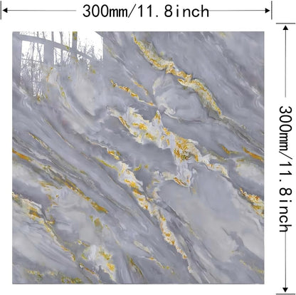 20-Pack Peel and Stick Gilded White Marble Tiles (11.8" x 11.8") – 19.4 Sq. Ft. Waterproof PVC Shower & Backsplash Tiles for Bathroom, Kitchen, and Living Room – Self-Adhesive, Easy Installation