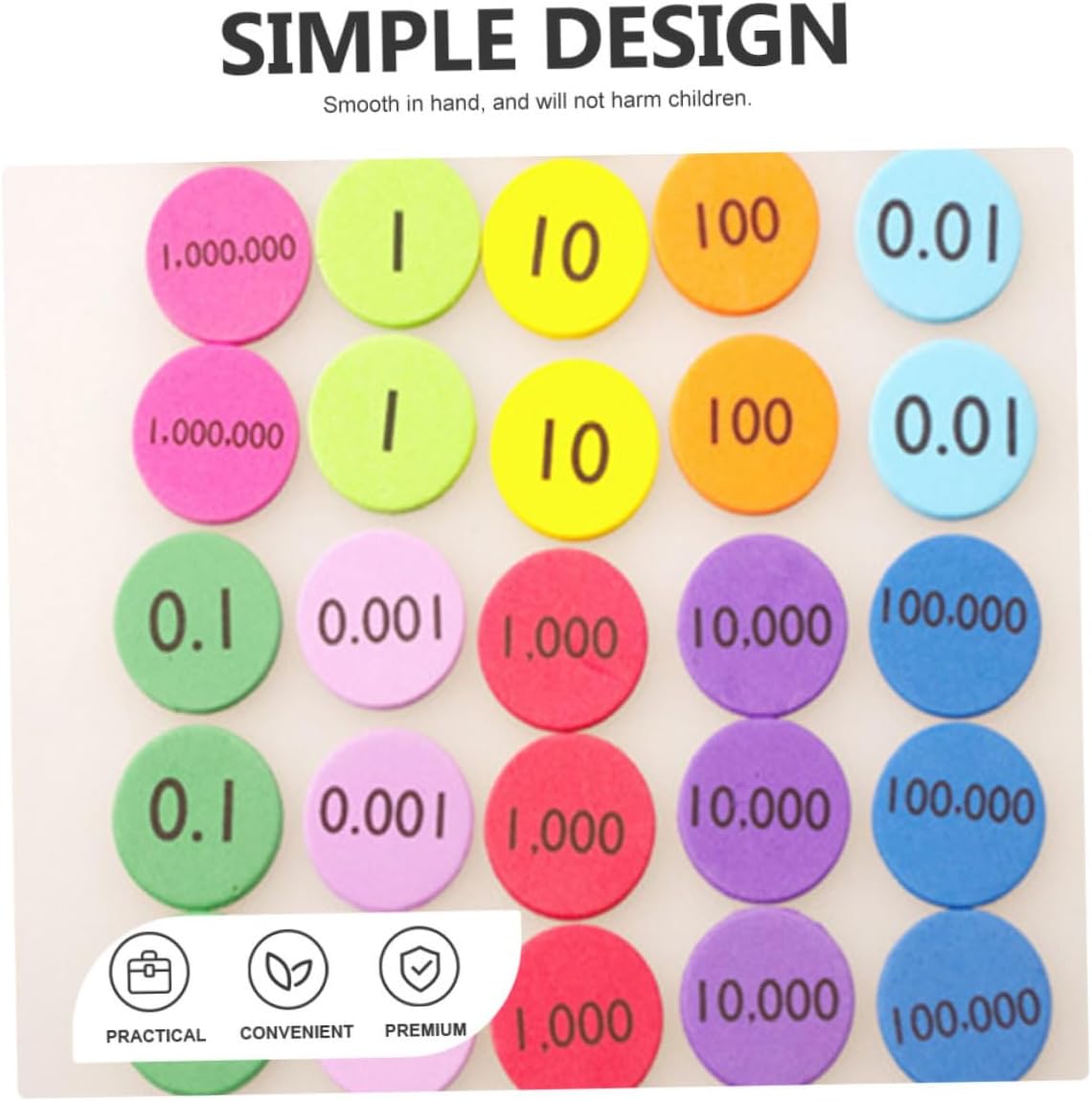 Uonlytech 300Pcs Eva Place Value Disks Manipulatives Non Slip Learning for Math Skills for Educational Activities and Early Numeracy