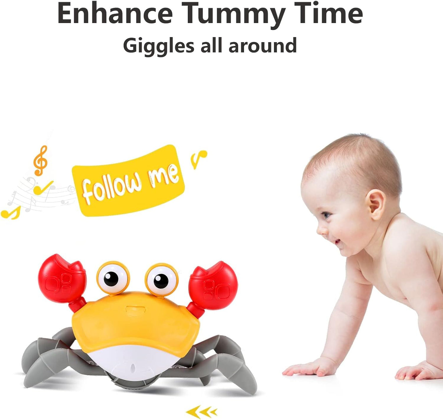Crawling Crab Gear Set Toy - Tummy Time Musical Crab Toys Stacking & Building Blocks Educational STEM Game for Toddlers & Kids 3-5, 1 2 3 Yr Old Birthday Gift Christmas Stuff for 0-36 Month Boys Girls