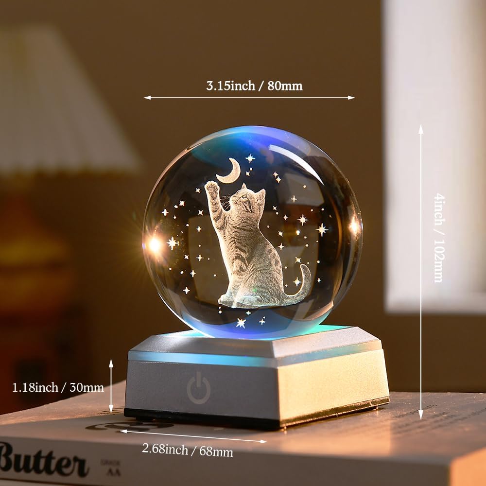 3D Solar System Crystal Ball Universe Glass Ball Space Astronomy Gift Planets Model Science Astrophysics Gifts Solar System Night Light Glass Globe Decor with 12 Colorful Modes Light Base