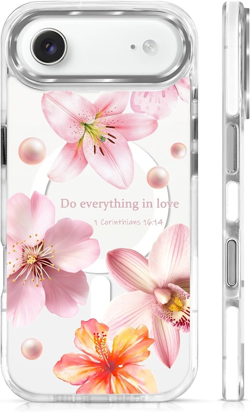 for iPhone 17 Pro Max Case [Compatible with Magsafe],Girls Women Clear Magnetic Case Silicone Shockproof Protective Cover with Pattern Colorful Motivational Letters