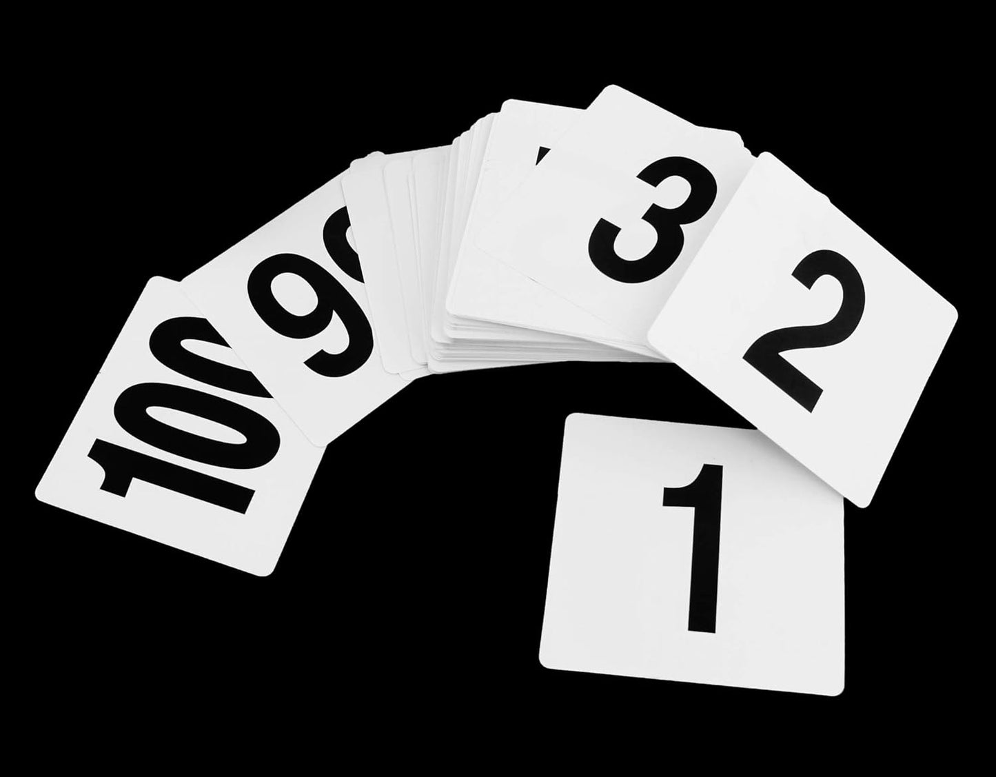 New Star Foodservice 23084 1-100 Double Side Plastic Table Numbers, 4" x 4" Inch, Light Grey on Black