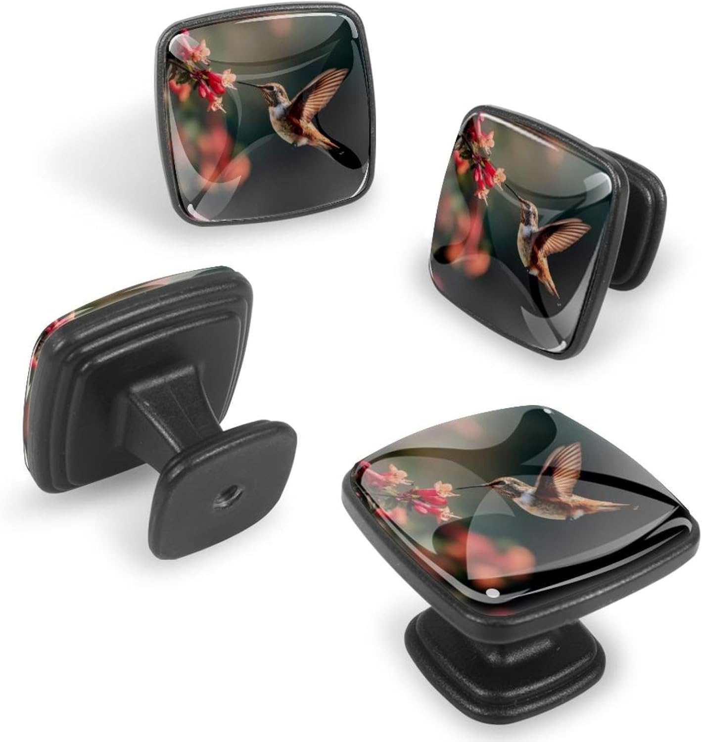 4 Pack Cabinet Knobs Drawer Pulls, 30mm Round ABS Glass Drawer Hardware Growing Butterfly Cabinet Handles with Screws for Dressers Kitchens Cupboard
