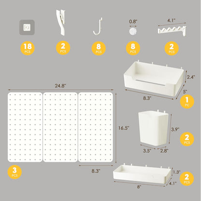 Pegboard Combination Kit - Pegboards and Accessories Modular Hanging for Wall Organizer, Crafts Organization, Ornaments Display, Nursery Storage, Peg Board