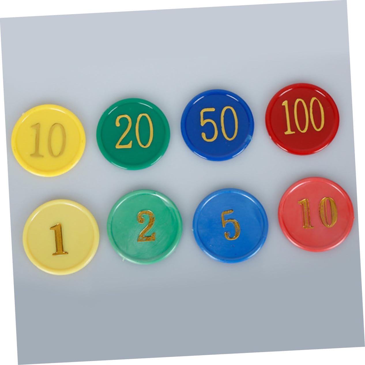 WOONEKY 80pcs Round Plastic Counting Chips for Math Learning Games Poker Slices Bingo Chips Game Supplies