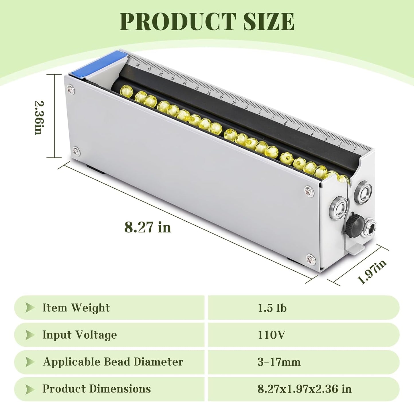 MSFULLSEA Electric Bead Spinner Bead String Machine with Graduated Scale for 3-17mm Round Clay Seed Barrel Faceted Pumpkin Tube Coated Beads Jewelry Making