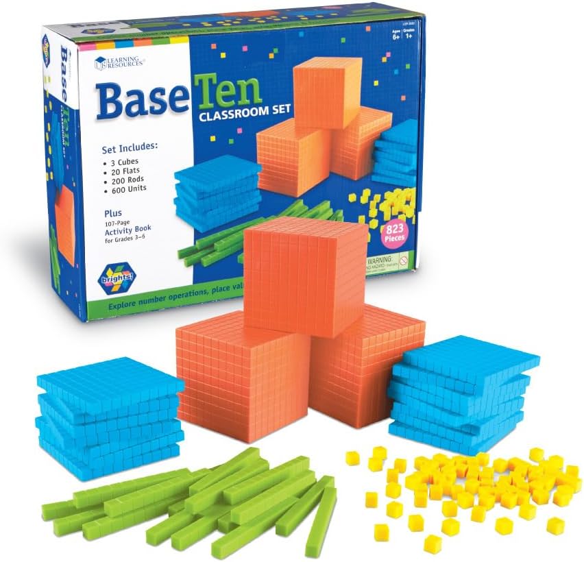 Learning Resources Brights! Base 10 Starter Set - 100 Piece Set, Ages 6+, 1+ Grade, Math Manipulatives, Teacher Supplies, Back to School