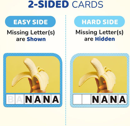 BenBen Spelling Games, 224 Flashcards, 208 Wood Letter Tiles, 1-4 Players, Learning Games for Kids 4-8, Educational Toys for Kindergarten 1st 2nd Grade, Preschool Classroom Must Haves