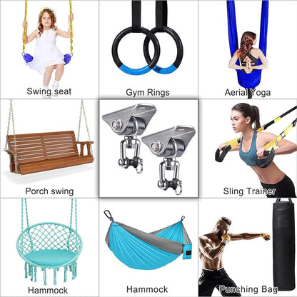 SELEWARE Anti-Squeaking Swing Hanger Stainless Steel Swing Set Hook Ceiling Mount Bracket for Hammock Chair Toddler Swing Yoga Swing Punching Bag 2 Packs