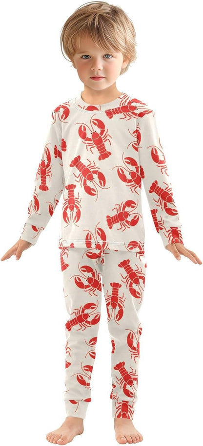 ALAZA Shark Starfish Palm Tree 2 Piece Pajama Set Long Sleeve Top and Pants Sleepwear Unisex - Colors B