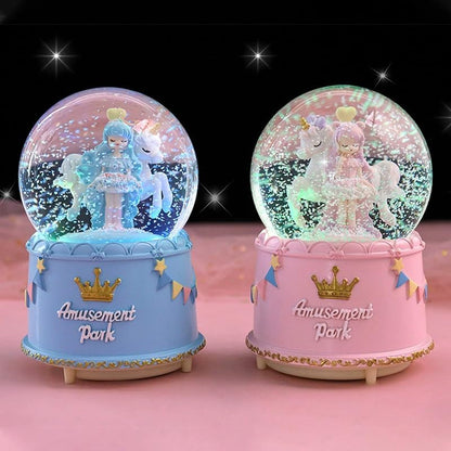 Snow Globe Birthday Gift for Girls,Princess Crown Snow Globe with Music, Automatic Snow Drift, Large Size Daughter Snow Globes Gifts for Christmas Decoration Birthday Gift (Pink)