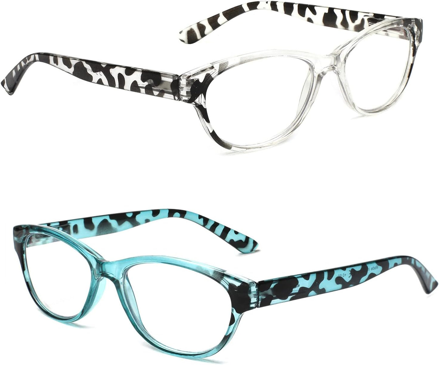 SIGVAN Ladies Cat Eye Reading Glasses 5 Pairs Blue Light Blocking Spring Hinge Fashion Pattern Print Readers for Women
