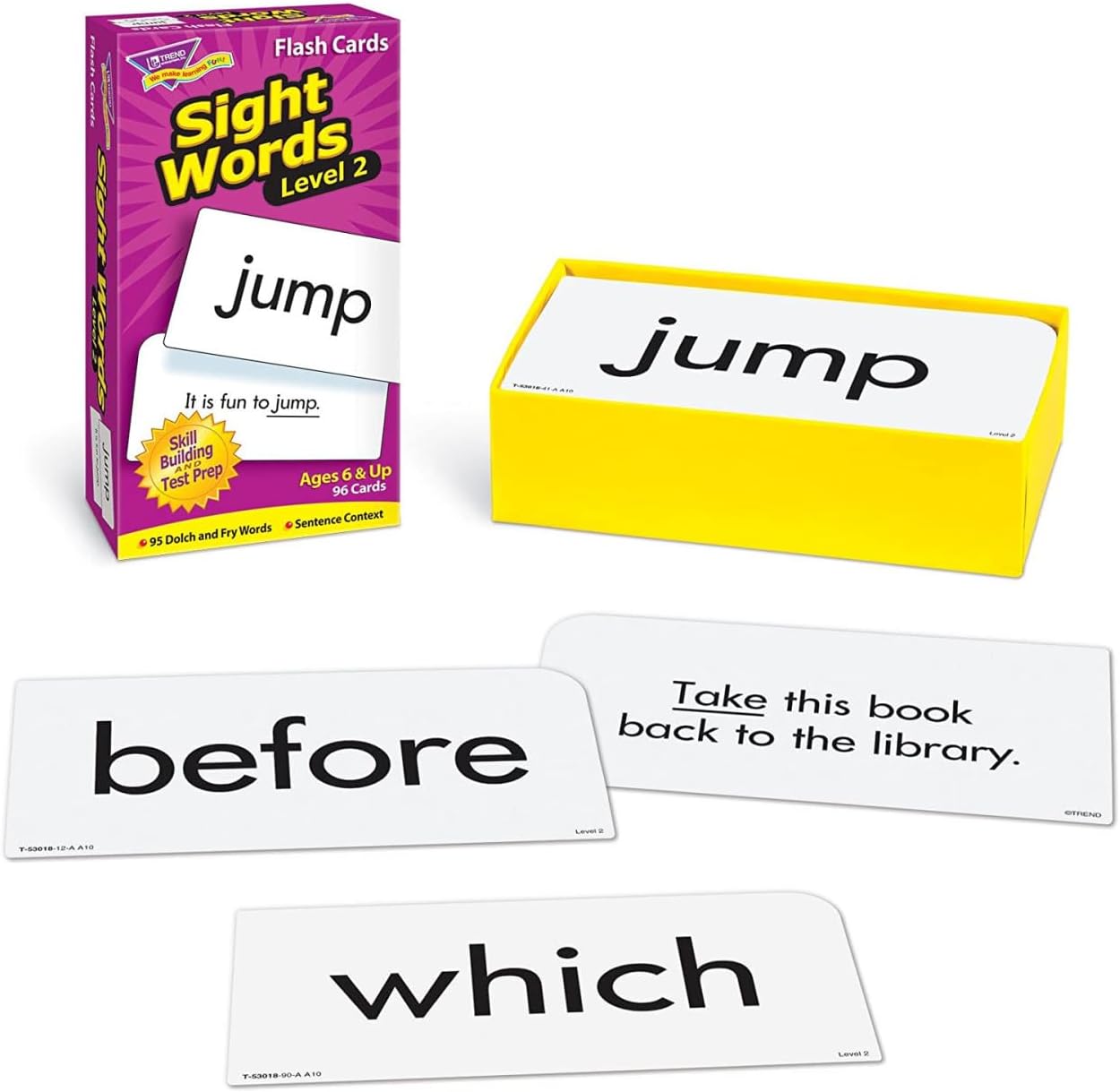 Trend Enterprises: Sight Words Level 2 Skill Drill Flash Cards, Dolch and Fry Words, Sentence Context, Great for Skill Building and Test Prep, 96 Cards Included, for Ages 6 and Up