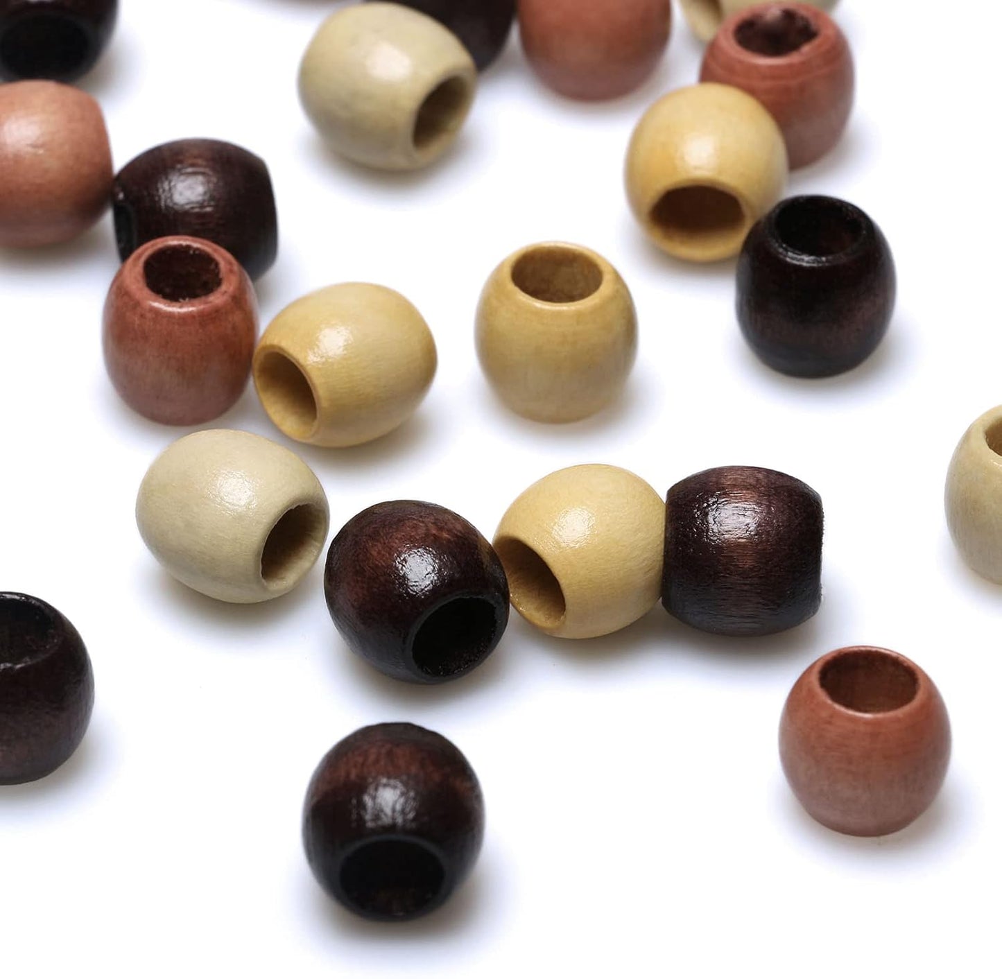 120 11x12mm White Wooden Beads with 5mm Large Hole Barrel Wood Spacer Loose Beads for Handmade Crafts Making