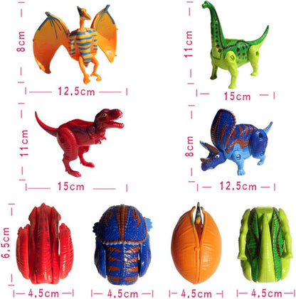 4 Pack Different Hatching Eggs Dinosaur Toys for 3+ Year Old Kids,Magic Egg that Hatch Dinosaurs Toy for Boy Girl Dino Fans,Deformation T-rex,Pterosaurs,Brachiosaurus,Triceratops(Random Color)