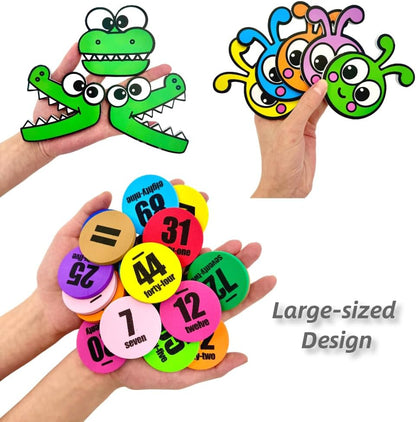 123 Pieces Jumbo Magnetic Color-Coded Large-Sized Numbers Math Counter & Ten Frame Set, Number Sense Aid Classroom Must-Have Math Manipulatives with 100 Numbers, Math Signs, Ten-Frames & Magnet Boards
