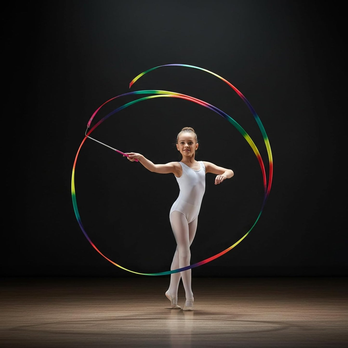 YGEOMER Ribbon Wands, 12pcs Rainbow Gymnastics Ribbons for Kids, Twirling Dance Sticks for Artistic Dancing, Talent Shows & Birthday Party Props