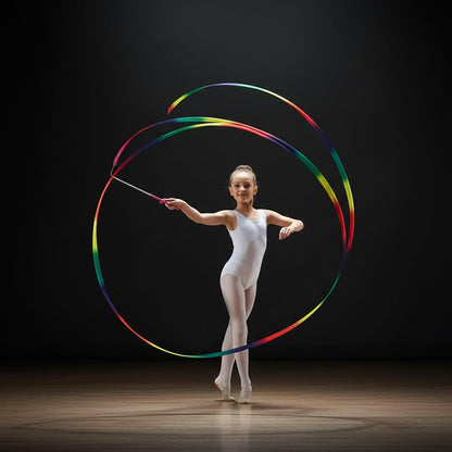 YGEOMER Ribbon Wands, 12pcs Rainbow Gymnastics Ribbons for Kids, Twirling Dance Sticks for Artistic Dancing, Talent Shows & Birthday Party Props