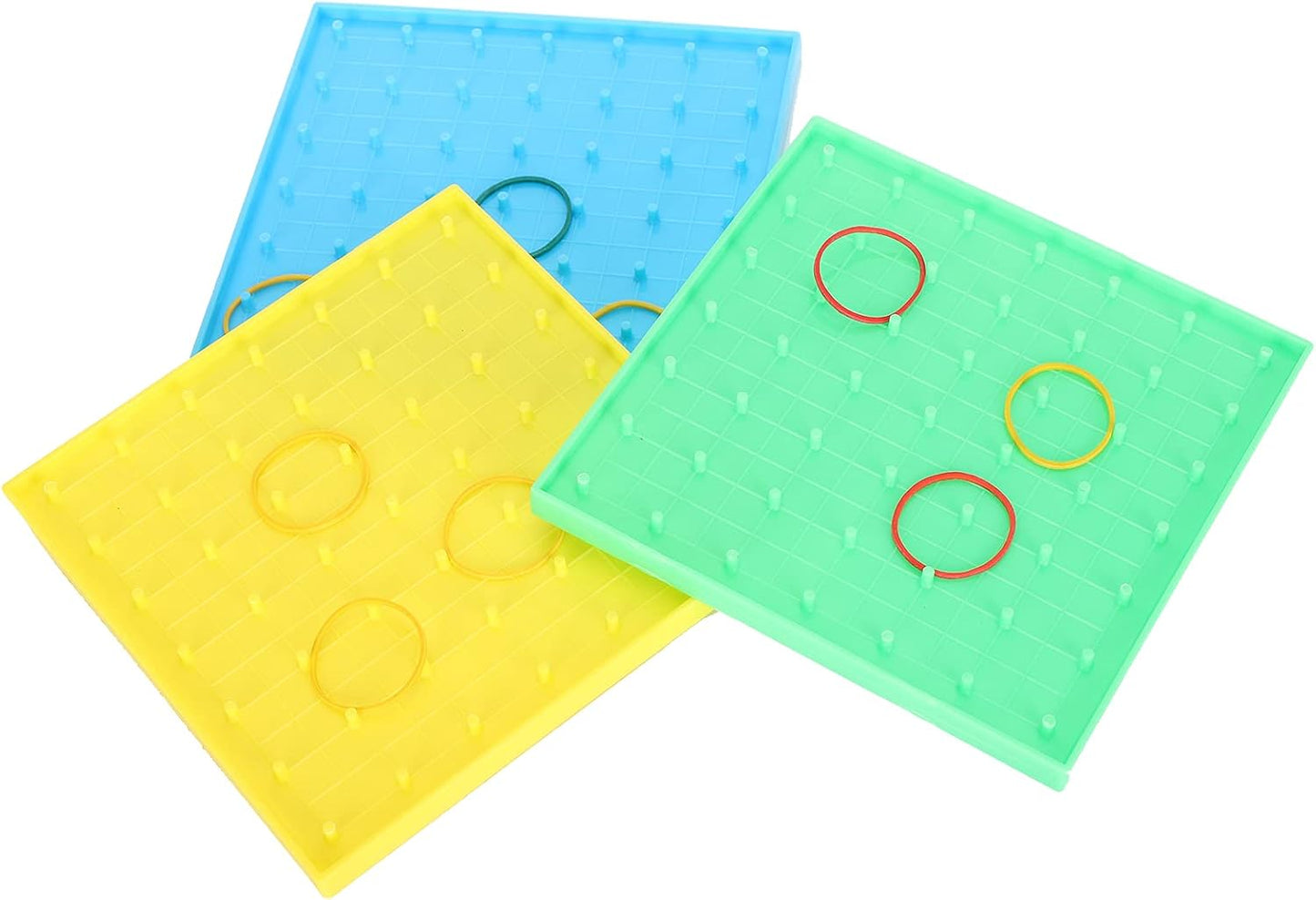 GLOGLOW Mathematical Manipulative Material Array Block Geo Board, Plastic Nail Board Toys for Kids with Rubber Bands, STEM Activity for Fine Motor Skills and Learning 5.3 X 5.3
