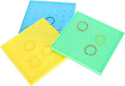 GLOGLOW Mathematical Manipulative Material Array Block Geo Board, Plastic Nail Board Toys for Kids with Rubber Bands, STEM Activity for Fine Motor Skills and Learning 5.3 X 5.3