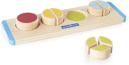 Guidecraft Starter Circle Fractions - Early Math Skills Building Toy, Wooden Puzzle Sorting and Stacking Shapes for Kids