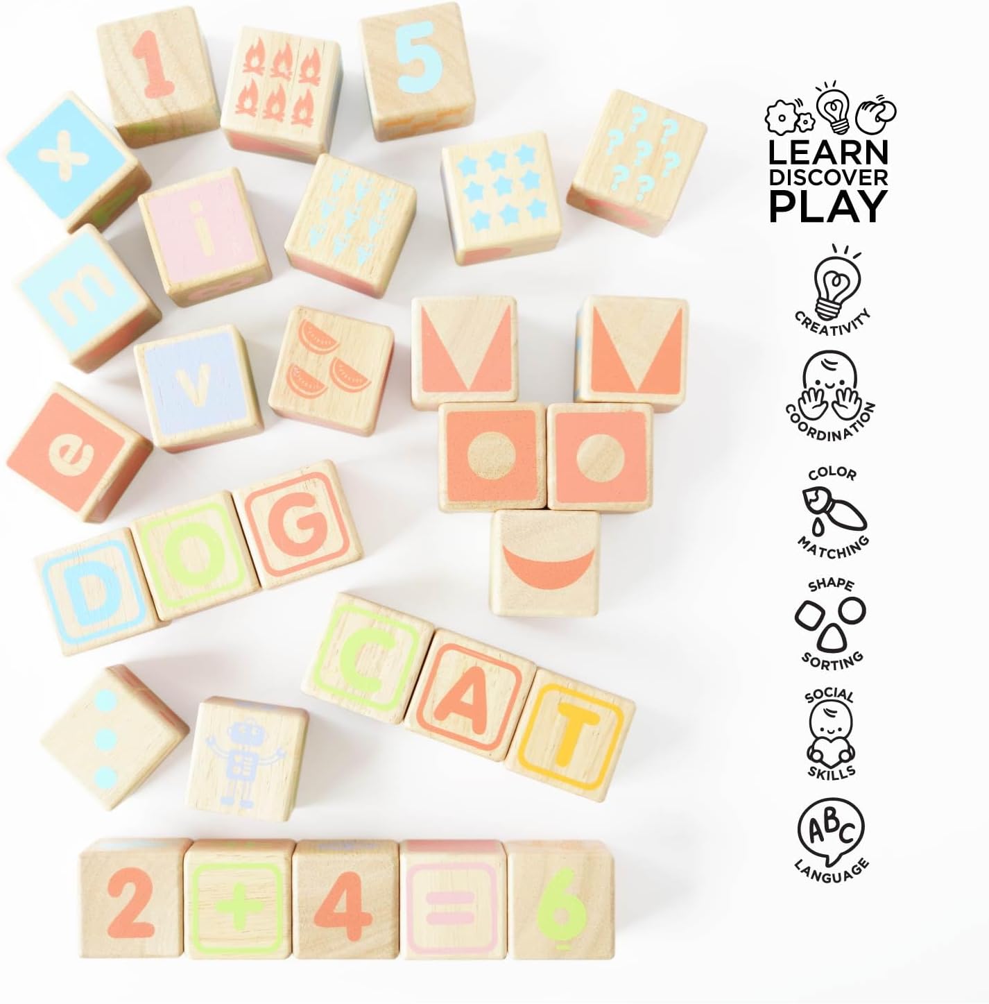 Le Toy Van - Petilou Wooden Educational ABC Wooden Blocks | Educational Wood Toys for Toddlers and Babies | Suitable for A Boy Or Girl 1 Year Old +