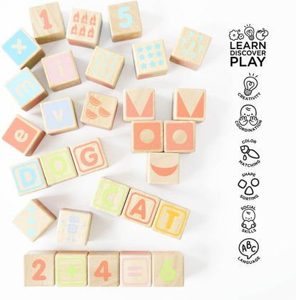 Le Toy Van - Petilou Wooden Educational ABC Wooden Blocks | Educational Wood Toys for Toddlers and Babies | Suitable for A Boy Or Girl 1 Year Old +