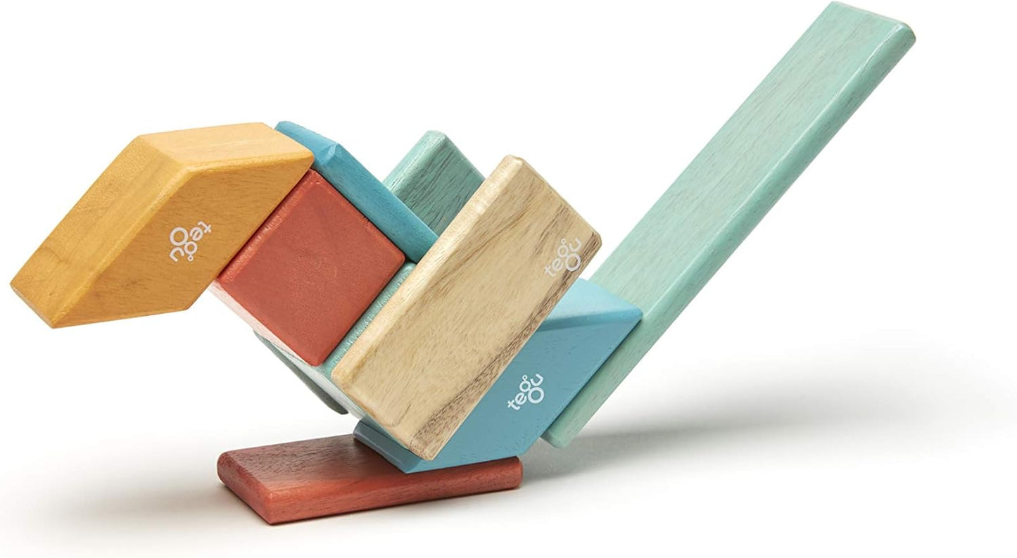 14 Piece Tegu Magnetic Wooden Block Set, Blues
