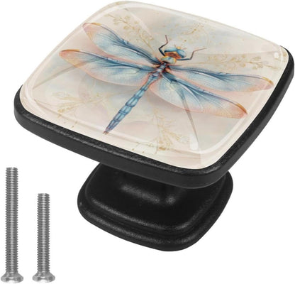 4 Pack Cabinet Knobs Drawer Pulls, 30mm Round ABS Glass Drawer Hardware Growing Purple Butterflies Cabinet Handles with Screws for Dressers Kitchens Cupboard