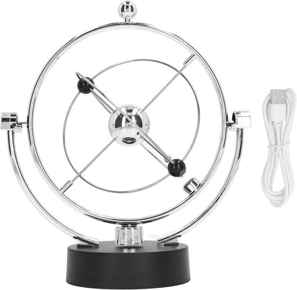 Perpetual Motion Swing Ball, Electronic Solar System Magnetic Swing Energy Orbit Desktop Ornament with USB Charging Mode, Educational Science Office Decor