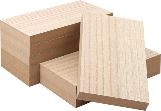 10 Pack Unfinished MDF Wood Rectangle Blocks, 3 x 10 Inch Wooden Blocks for Crafts, DIY Projects, and Custom Decor