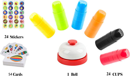 Quick Cups Games for Kids Intellectual Flying Stack Cups,Stacking Cups Games Parent-Child Interactive Game with 24 Picture Cards, 30 Cups