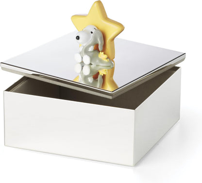 Reed and Barton Home Decor, Little Snoopy Musical Water Globe, Made from Metal & Glass, Room Decor, Plays Rock-A-Bye Baby, Snow Globe, Kids Gift, Decorations, Snoopy Design (Silver & White, 1 Piece)