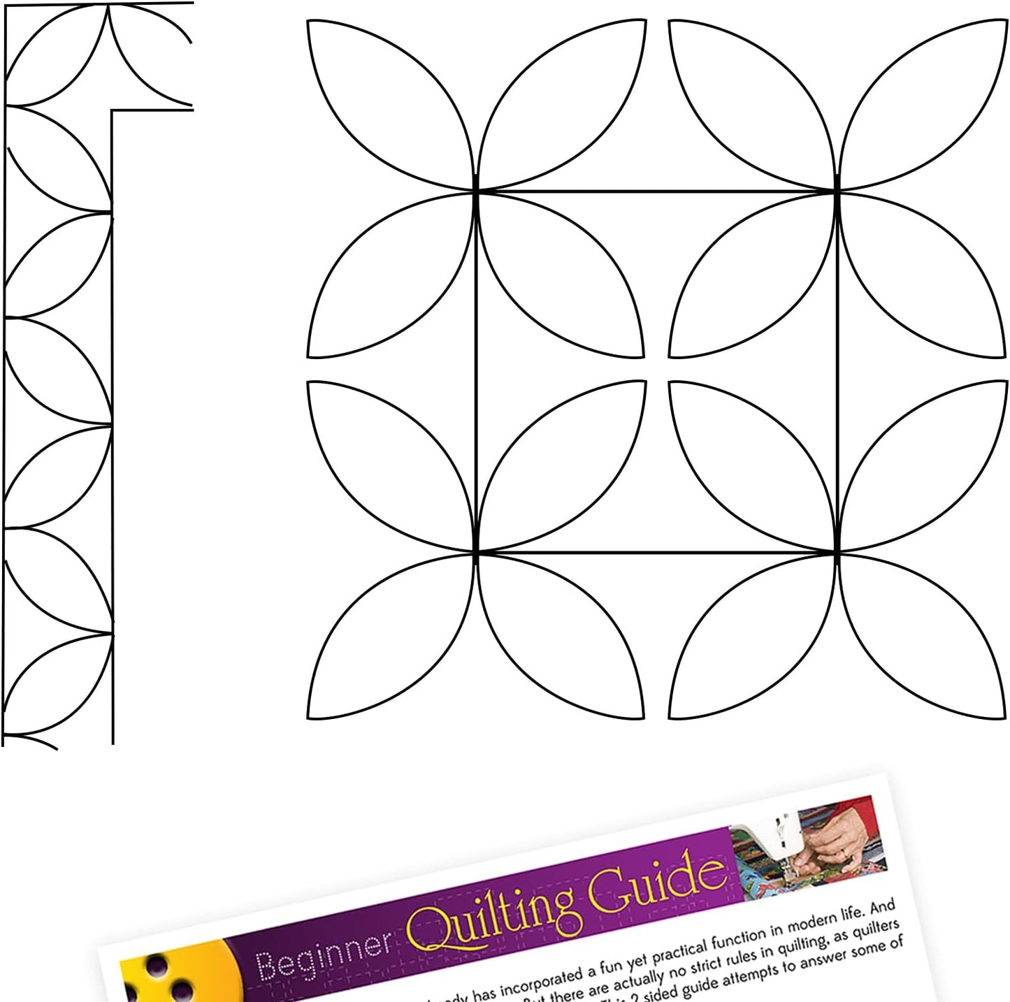 Quilting Stencils for Machine and Hand Quilting - 2 Reusable Framed Seed and Pumpkinseed Design Plastic Quilt Template for Borders, Background, Block Patterns, Stencil Set Includes Guide