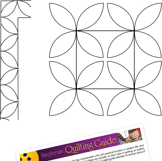 Quilting Stencils for Machine and Hand Quilting - 2 Reusable Framed Seed and Pumpkinseed Design Plastic Quilt Template for Borders, Background, Block Patterns, Stencil Set Includes Guide