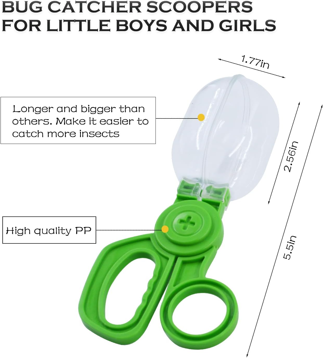 Bug Catcher Scoopers for Kids, 4PCS Handy Scoopers for Bug Catching, Fine Motor Skills Toys for Children Ages 3+
