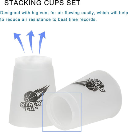 SEISSO Quick Stacking Cups, Stacking Cup Set Classic Stack Training Game Toys,12PCS Purple Stacking Cup Set for Boys Girls Kids