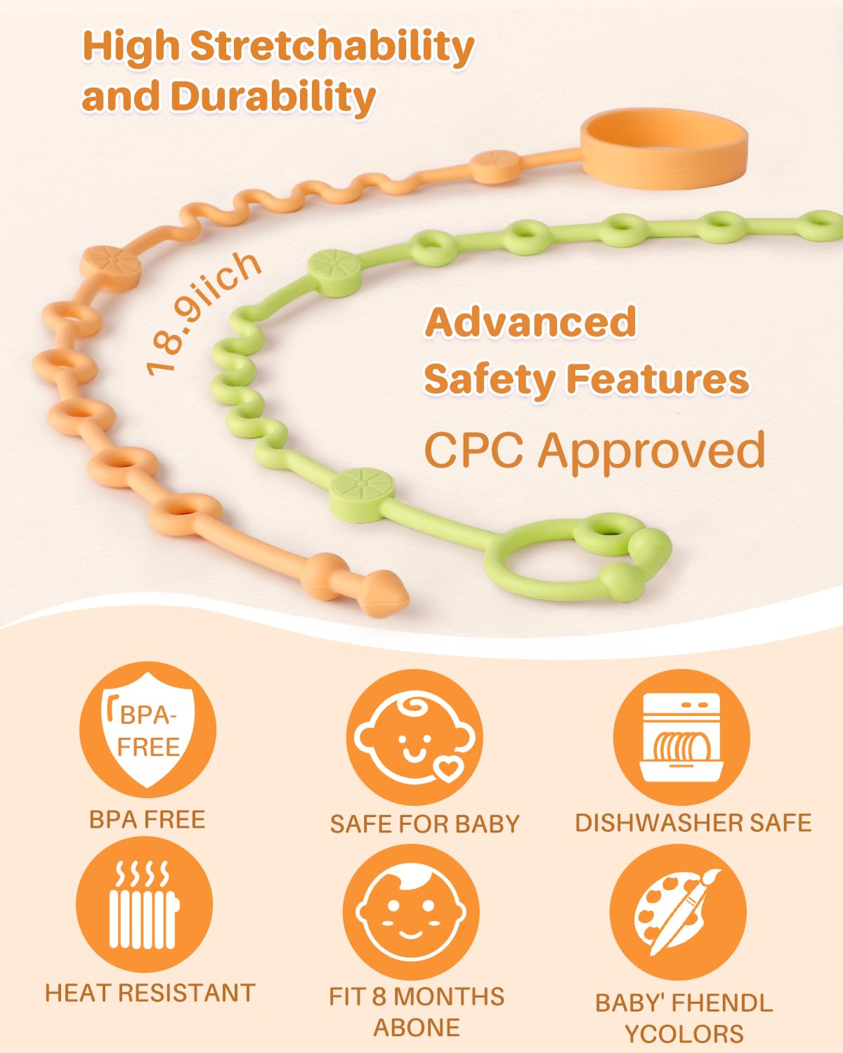 LittleHugs Toy Straps for Baby, 5pcs Adjustable Toy Holder for Stroller Accessories, Silicone Tether Pacifier Clip, No Throw Travel Essential Leash for High Chair, Car Seat (5-Pack)