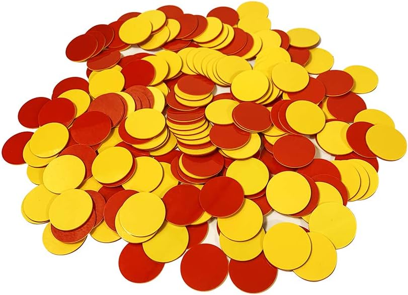 TOMMYHOME Plastic Two-Color Counter,Red/Yellow,Educational Equipment, Math Classroom Supplies, let Children Learn Mathematics Better(Pack of 200)