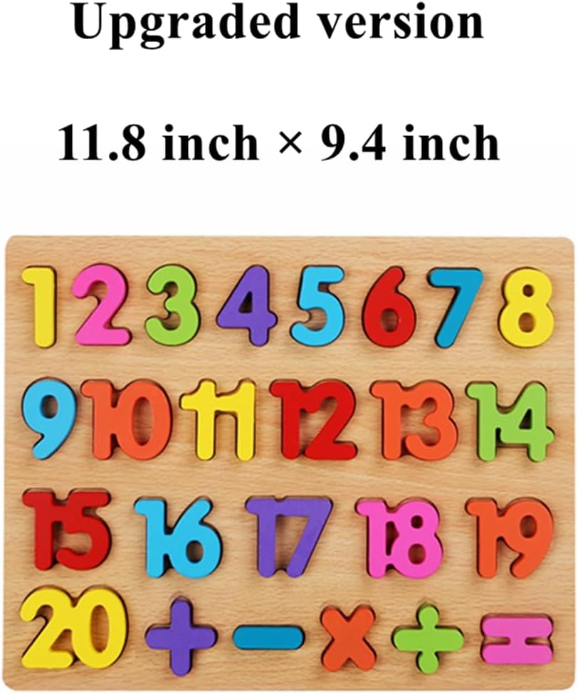 Wooden Puzzles for Toddlers, Alphabet Puzzle and Number Puzzle, Preschool Educational Learning Toys with Chunky Wood ABC Puzzle Board, for Girls Boys Kindergarten
