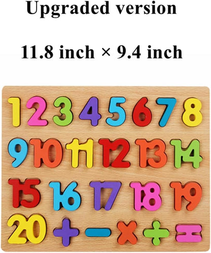 Wooden Puzzles for Toddlers, Alphabet Puzzle and Number Puzzle, Preschool Educational Learning Toys with Chunky Wood ABC Puzzle Board, for Girls Boys Kindergarten